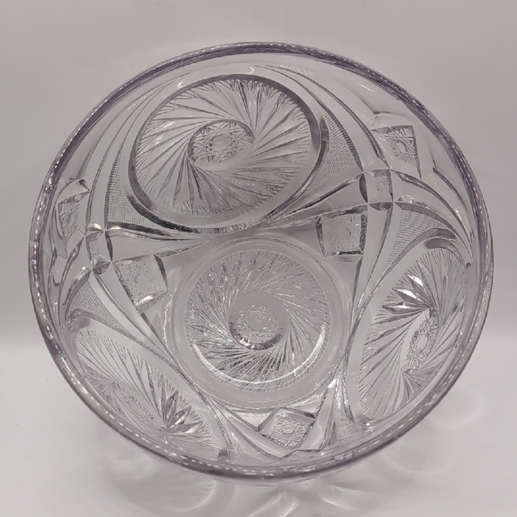 Antique / Vtg 1904-1927 McKee Prescut Aztec Covered Brilliant Glass Crystal Bowl - Picture 3 of 12